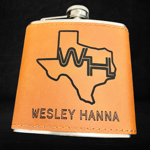 Wesley Hanna Logo Leather-Wrapped Flask